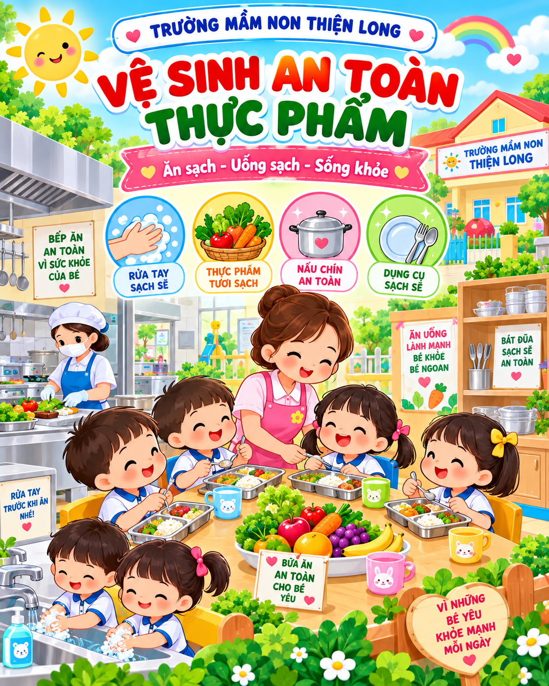 🌸 TRƯỜNG MẦM NON THIỆN LONG TUYÊN TRUYỀN VỆ SINH AN TOÀN THỰC PHẨM 🌸